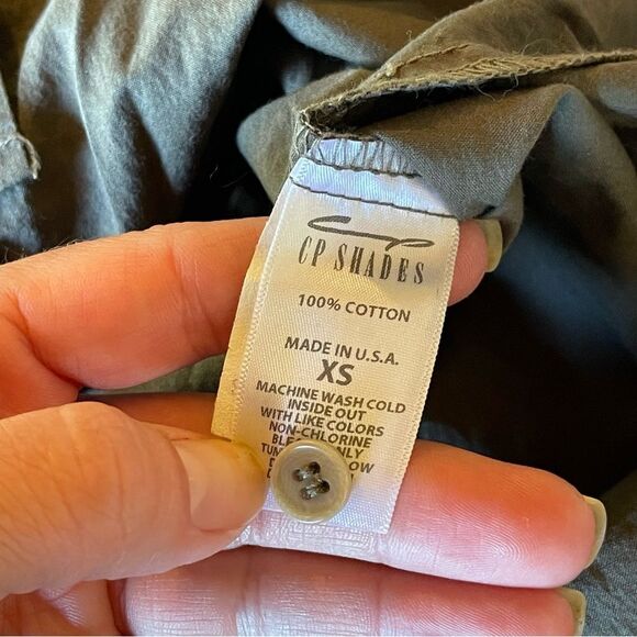 Free People x CP Shades High Low Button Down 100% Cotton Olive Brown Size XS - Picture 7 of 7